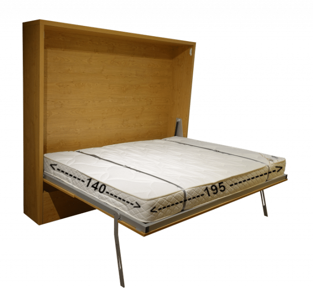 When unfolded, the wall bed or Murphy bed horizontally looks like this