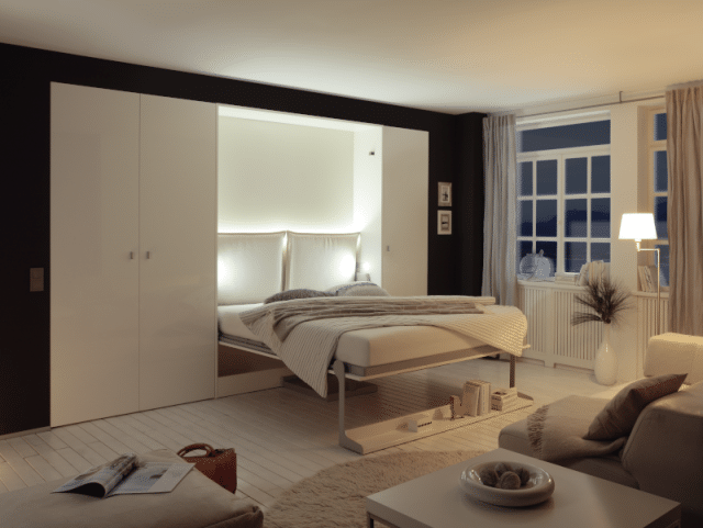 Clear the table and take the bed down to the Space bed cupboard