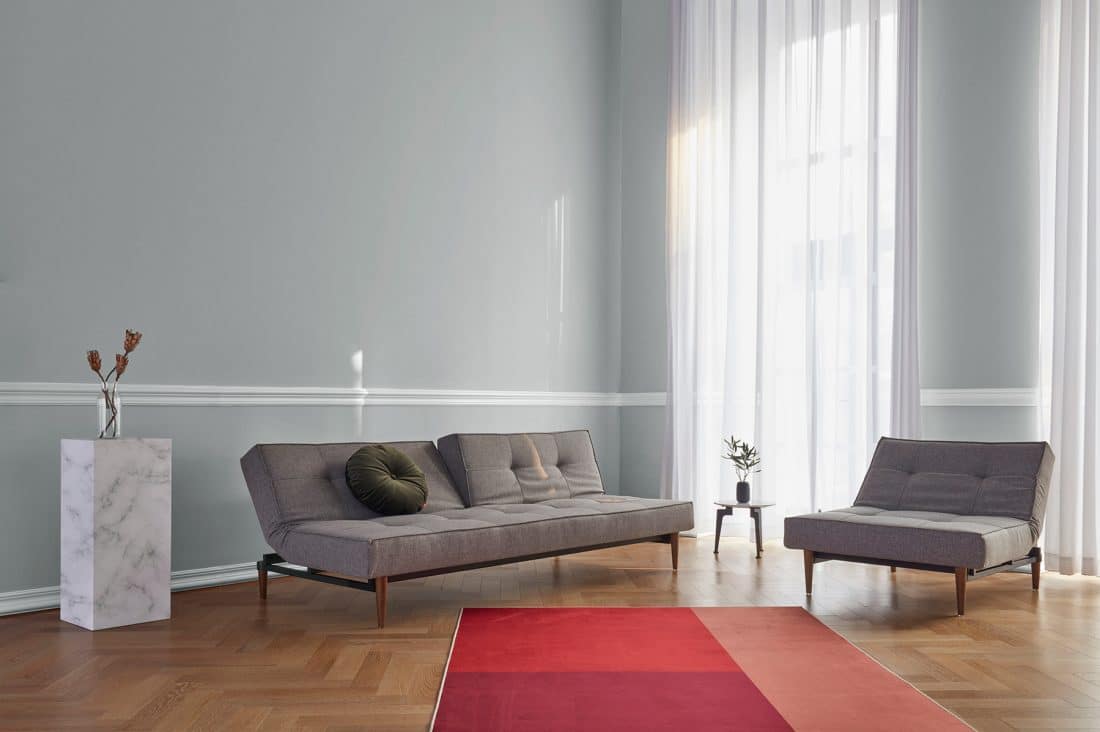 Splitback Styletto Sofa Bed Dark Wood 521 E1 Web